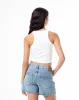 Crop top slim rib algodón blanco mujer sold by Gef