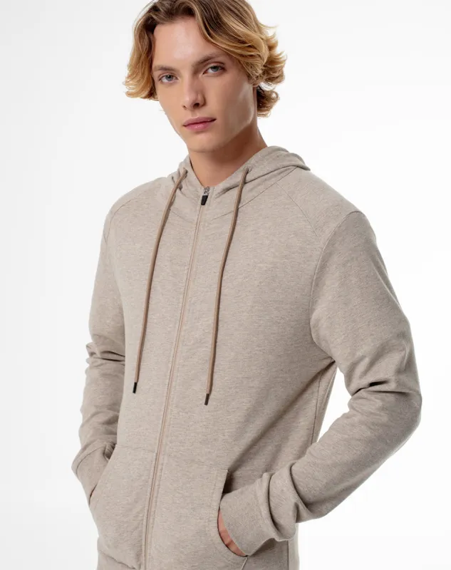 Chaqueta regular fit con capucha habana jaspeada sold by Gef