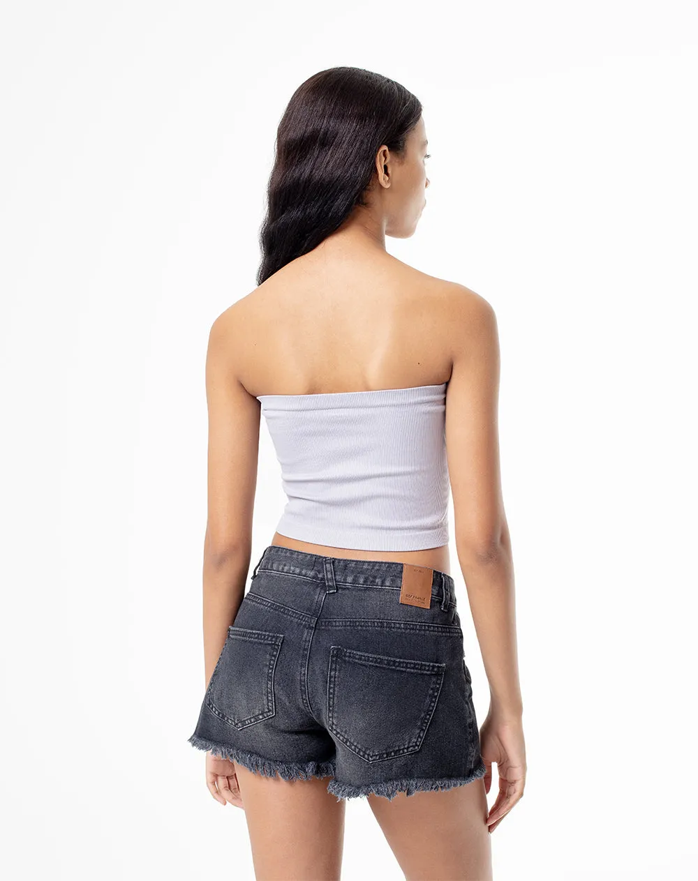 Crop top slim strapless seamless gris mujer sold by Gef product image thumbnail 2