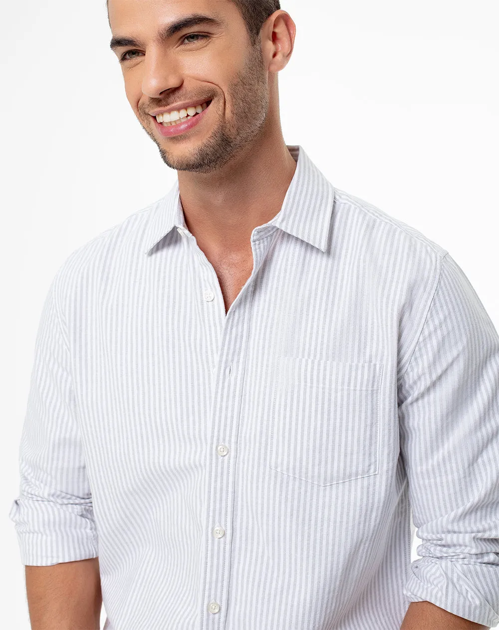 Camisa manga larga slim algodón rayas hombre sold by Gef product image thumbnail 3