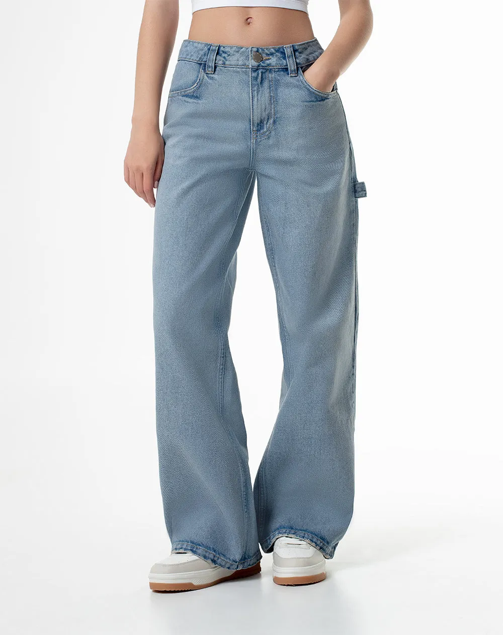 Jean wide leg tiro medio 4 bolsillos indigo medio para mujer sold by Gef product image thumbnail 3