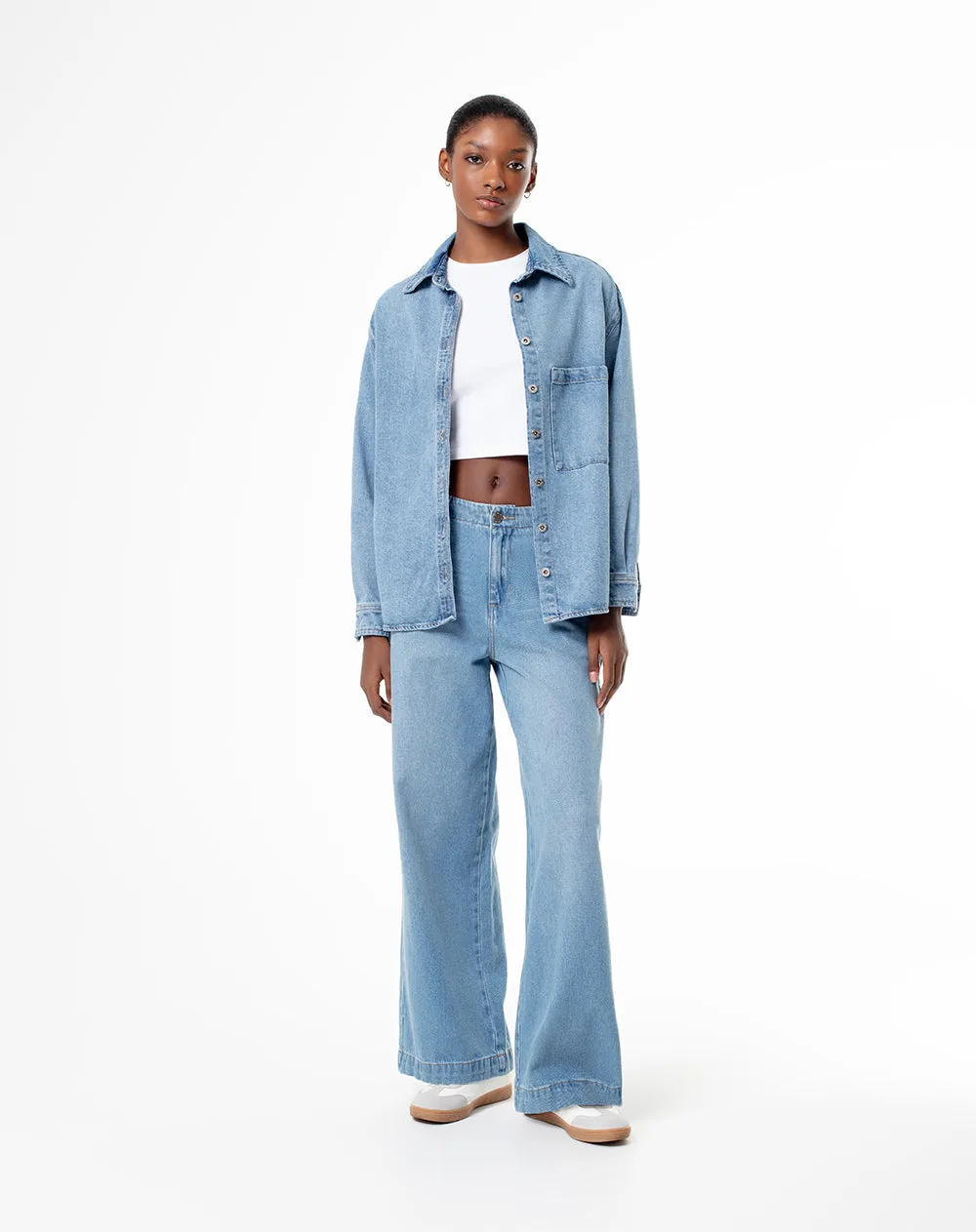 Camisa oversized fit manga larga índigo medio sold by Gef product image thumbnail 4