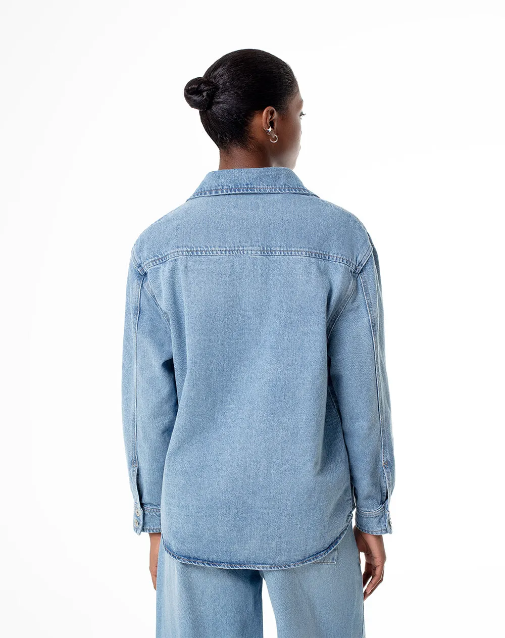 Camisa oversized fit manga larga índigo medio sold by Gef product image thumbnail 2