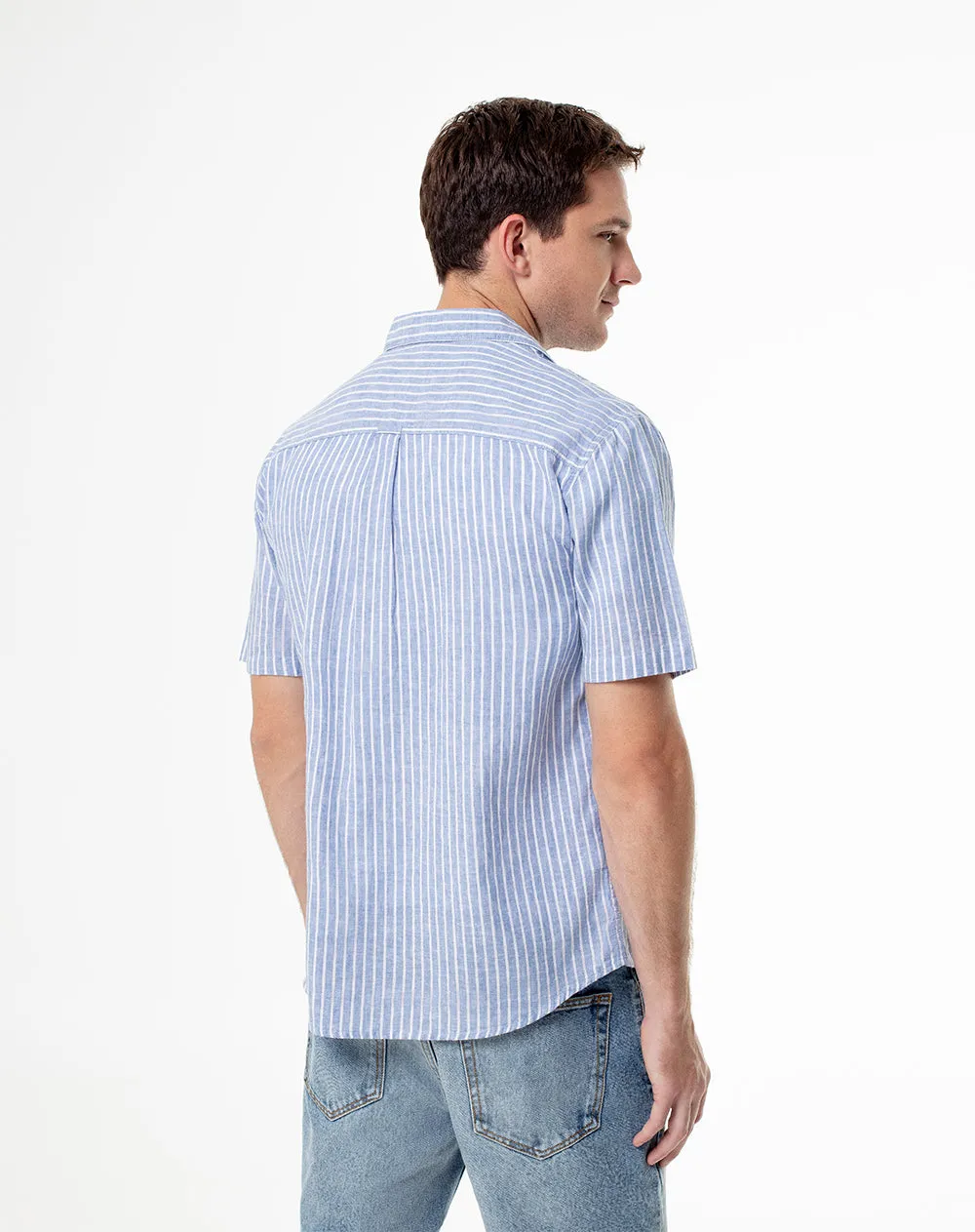 Camisa manga corta regular lino rayas hombre sold by Gef product image thumbnail 2