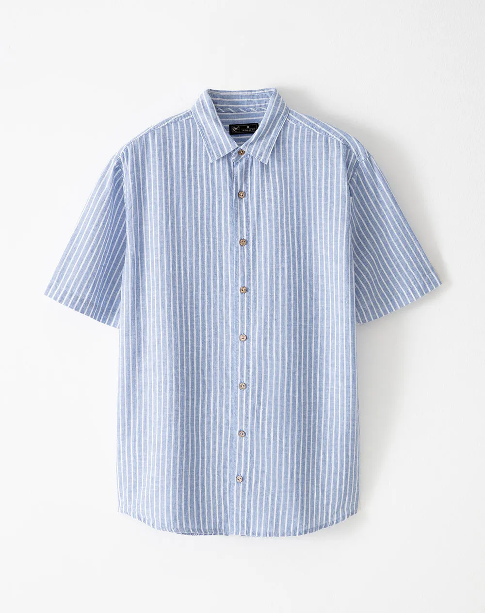 Camisa manga corta regular lino rayas hombre sold by Gef product image thumbnail 5