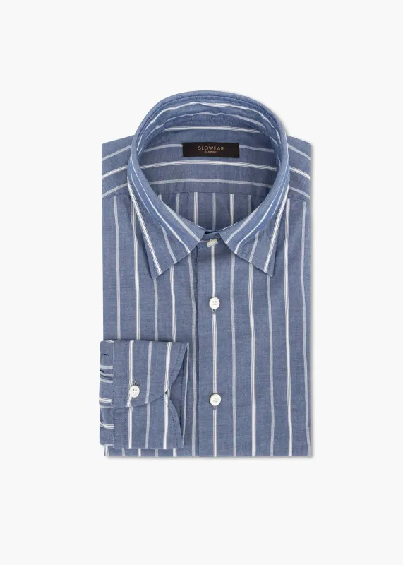 Striped regular-fit cotton shirt made by Glanshirt