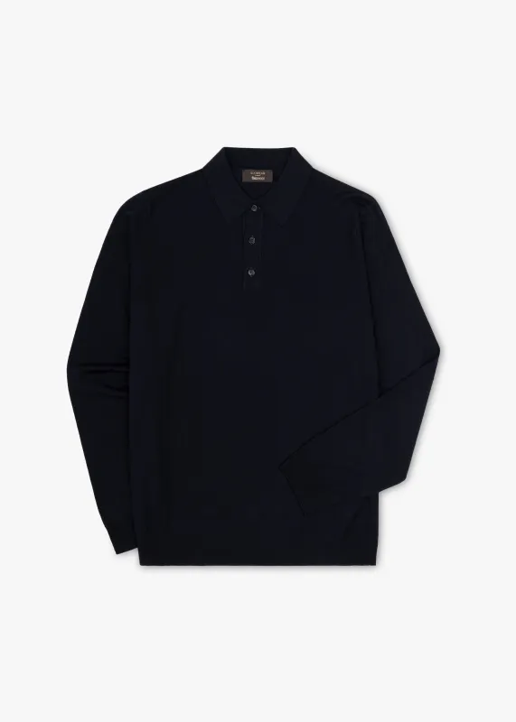 Long-sleeved knitted polo made by Zanone