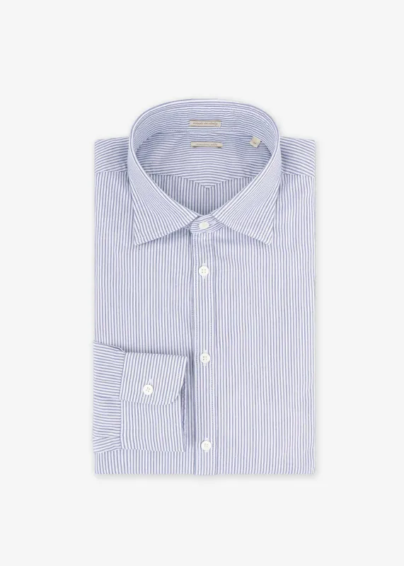 'Genova' Striped Cotton Shirt made by Massimo Alba