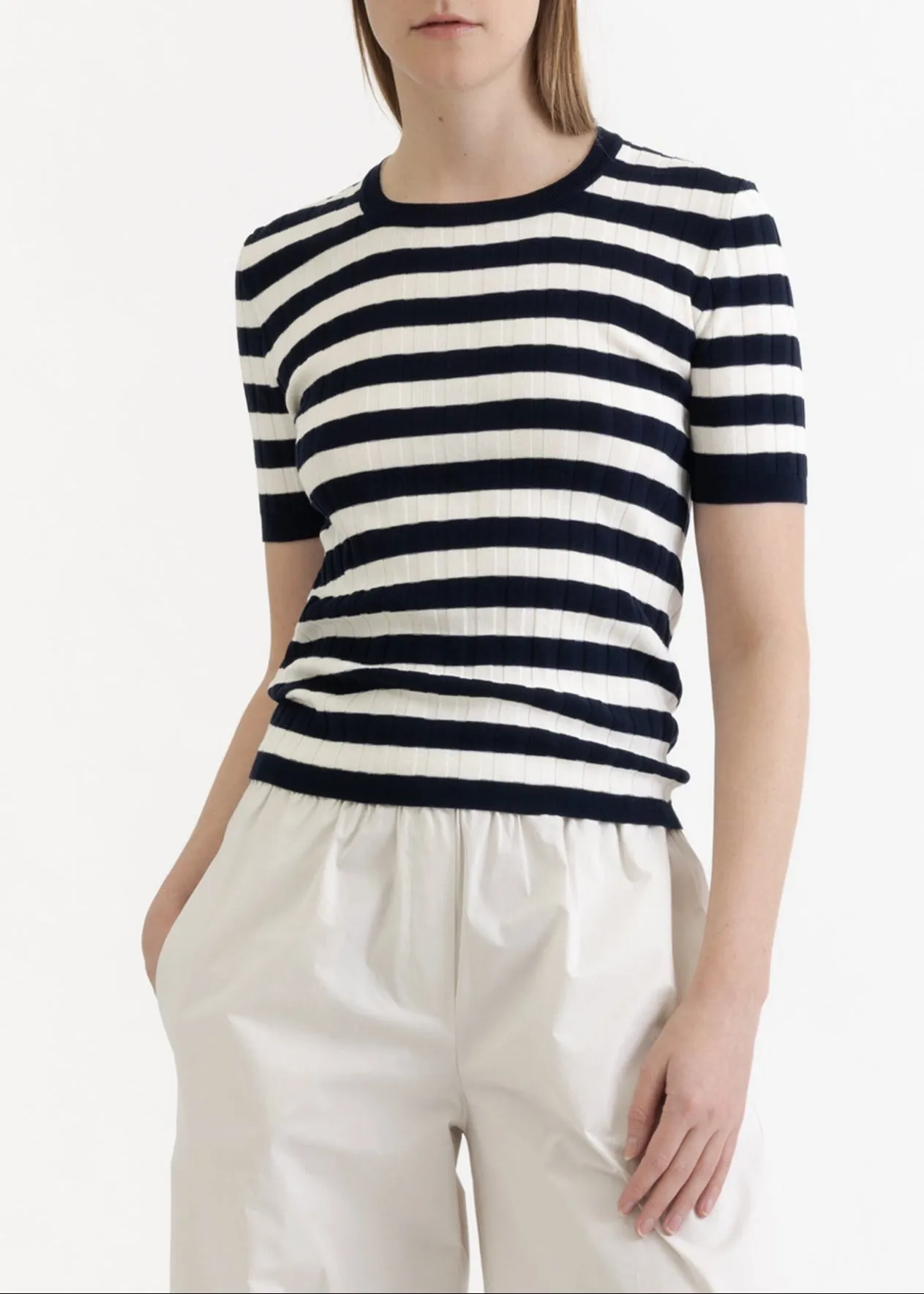 Striped Short-sleeved Knitted Sweater sold by Dantendorfer product image thumbnail 5