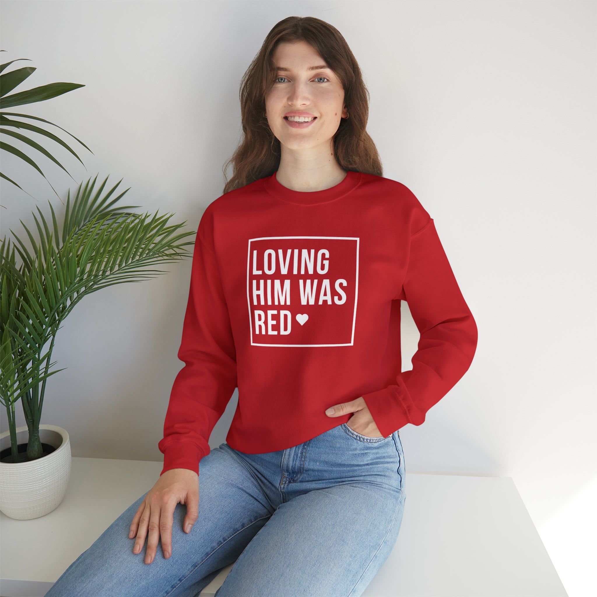 Loving Him Was Red Crewneck Sweatshirt sold by Rose Blush Studio product image thumbnail 2