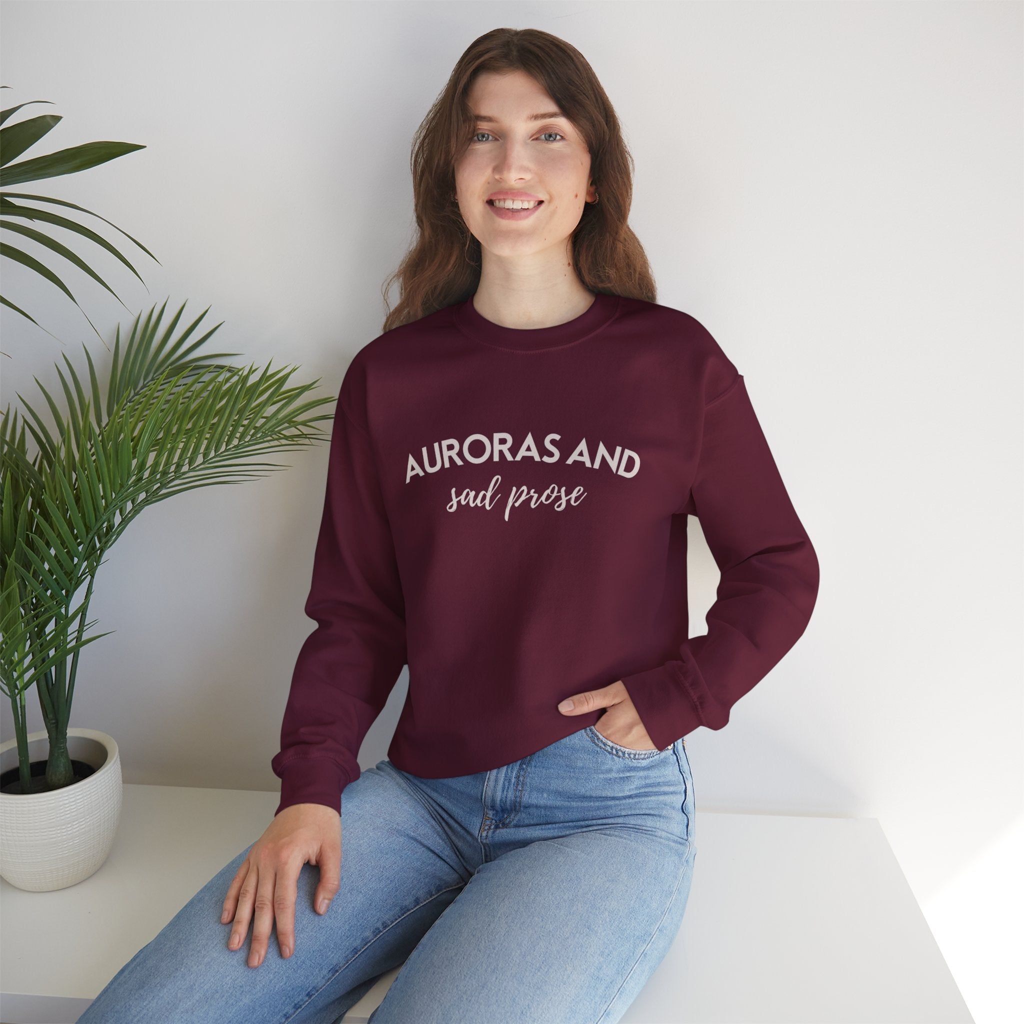 Auroras and Sad ProseCrewneck Sweatshirt sold by Rose Blush Studio product image thumbnail 3