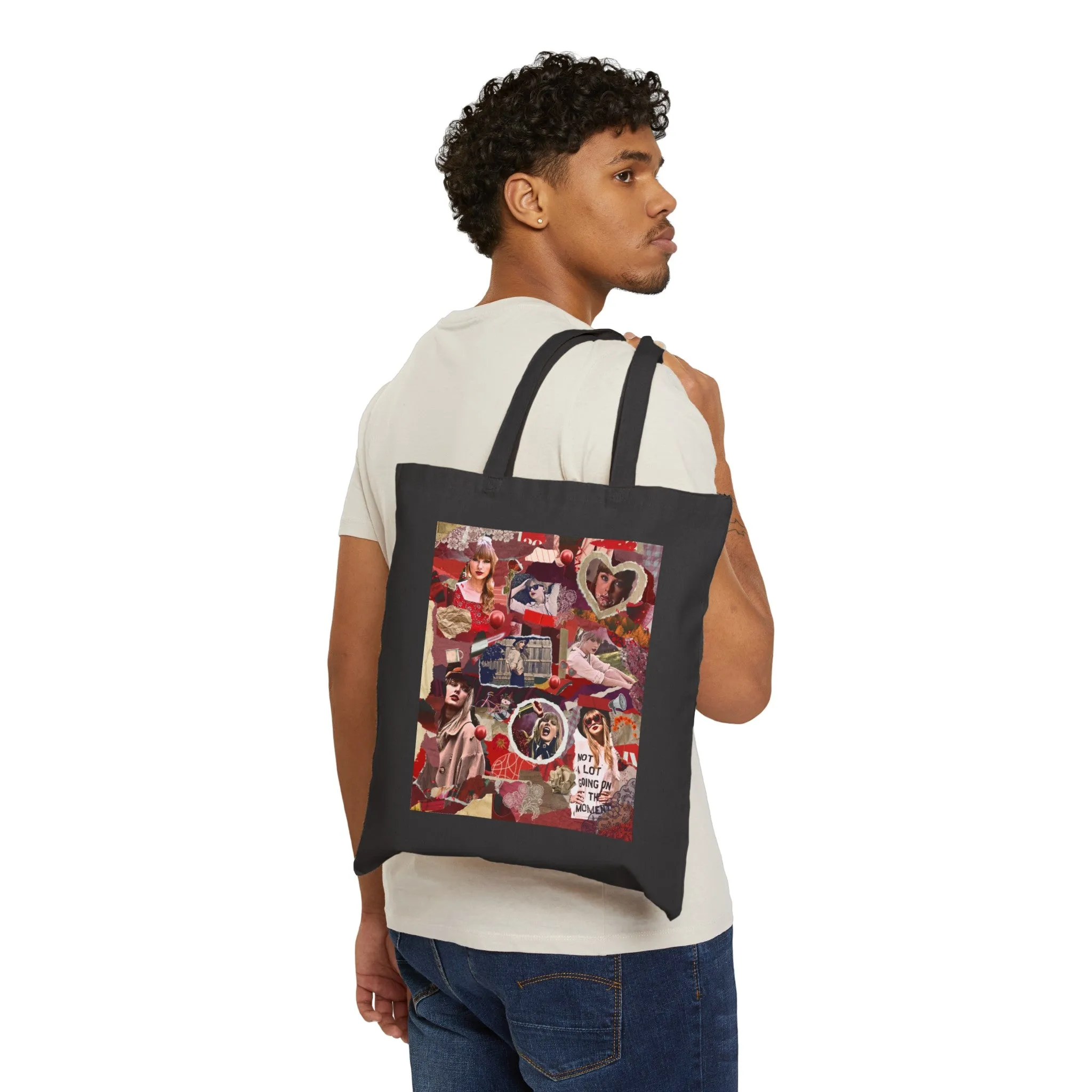 Red Collage Cotton Canvas Tote Bag sold by Rose Blush Studio product image thumbnail 4