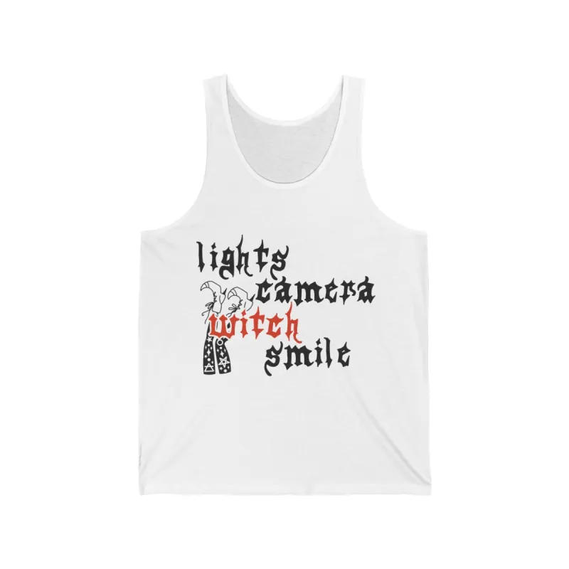 Lights Camera Witch Smile Jersey Tank sold by Rose Blush Studio
