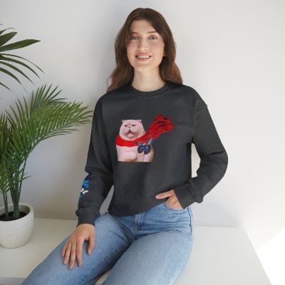 Cat in Scarf, Butterflies Sleeve Crewneck Sweatshirt sold by Rose Blush Studio
