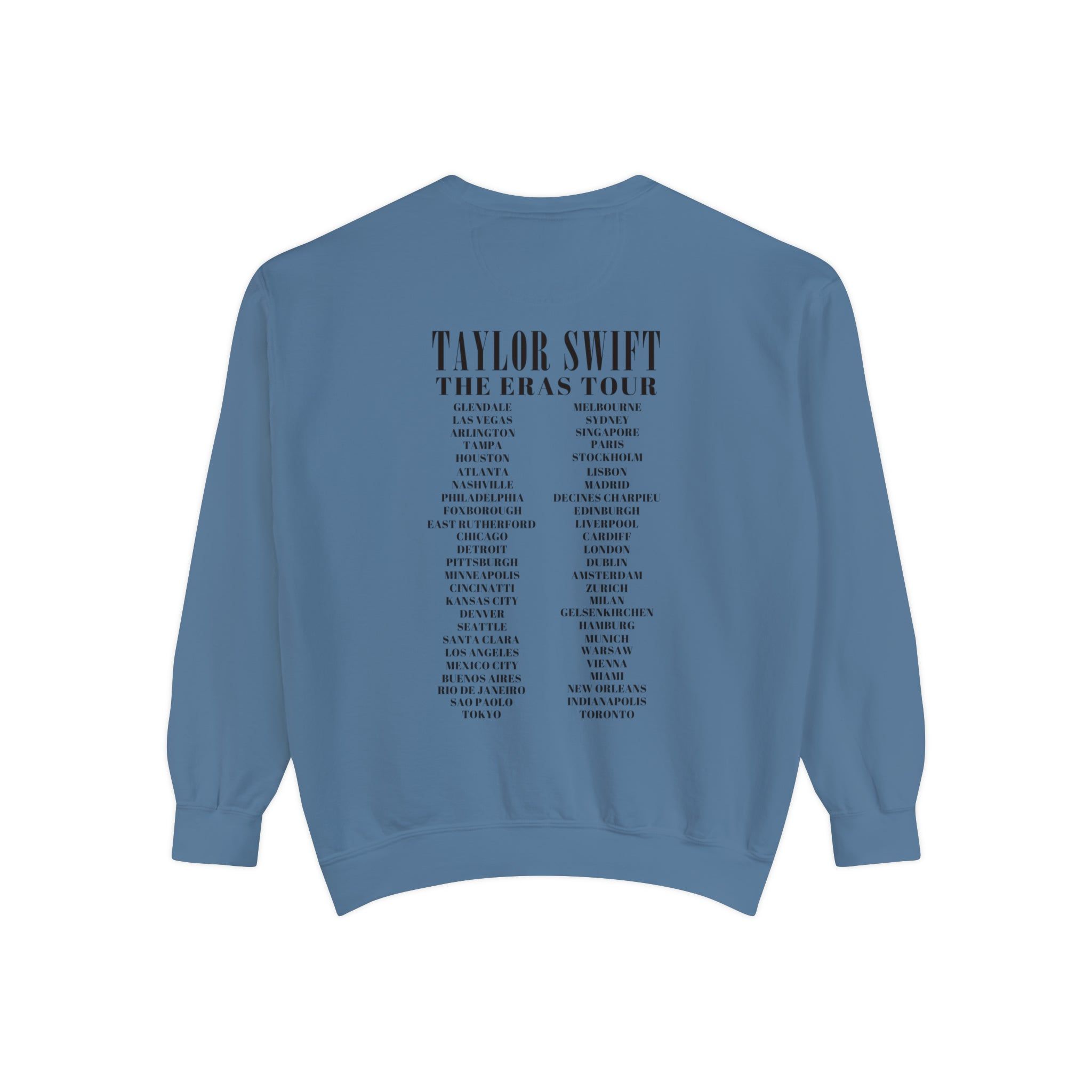 Blue Crewneck Eras Tour (cities) sold by Rose Blush Studio
