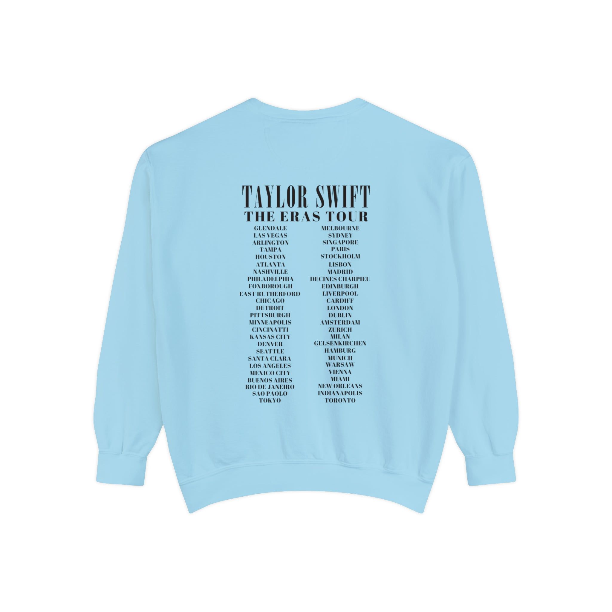 Blue Crewneck Eras Tour (cities) sold by Rose Blush Studio product image thumbnail 3