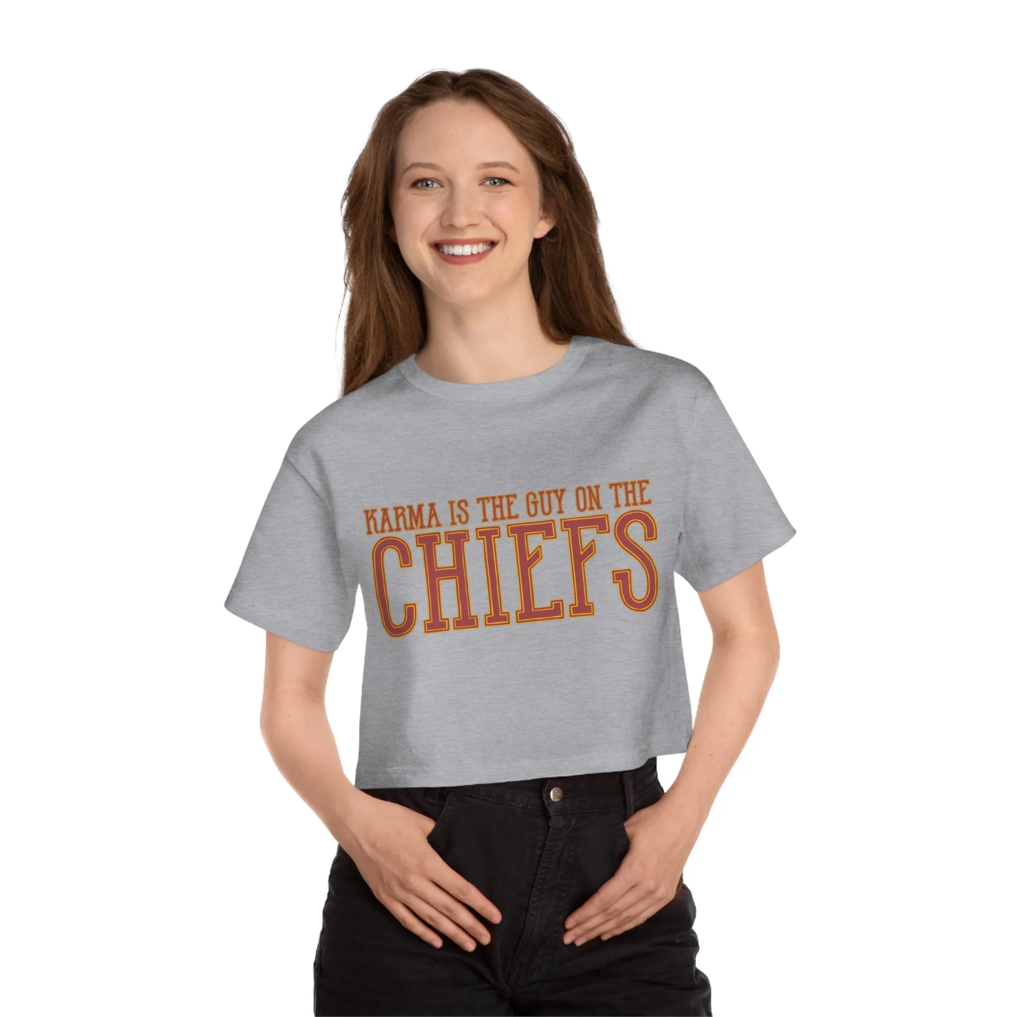 Karma is the Guy on the Chiefs Cropped T-Shirt sold by Rose Blush Studio product image thumbnail 3
