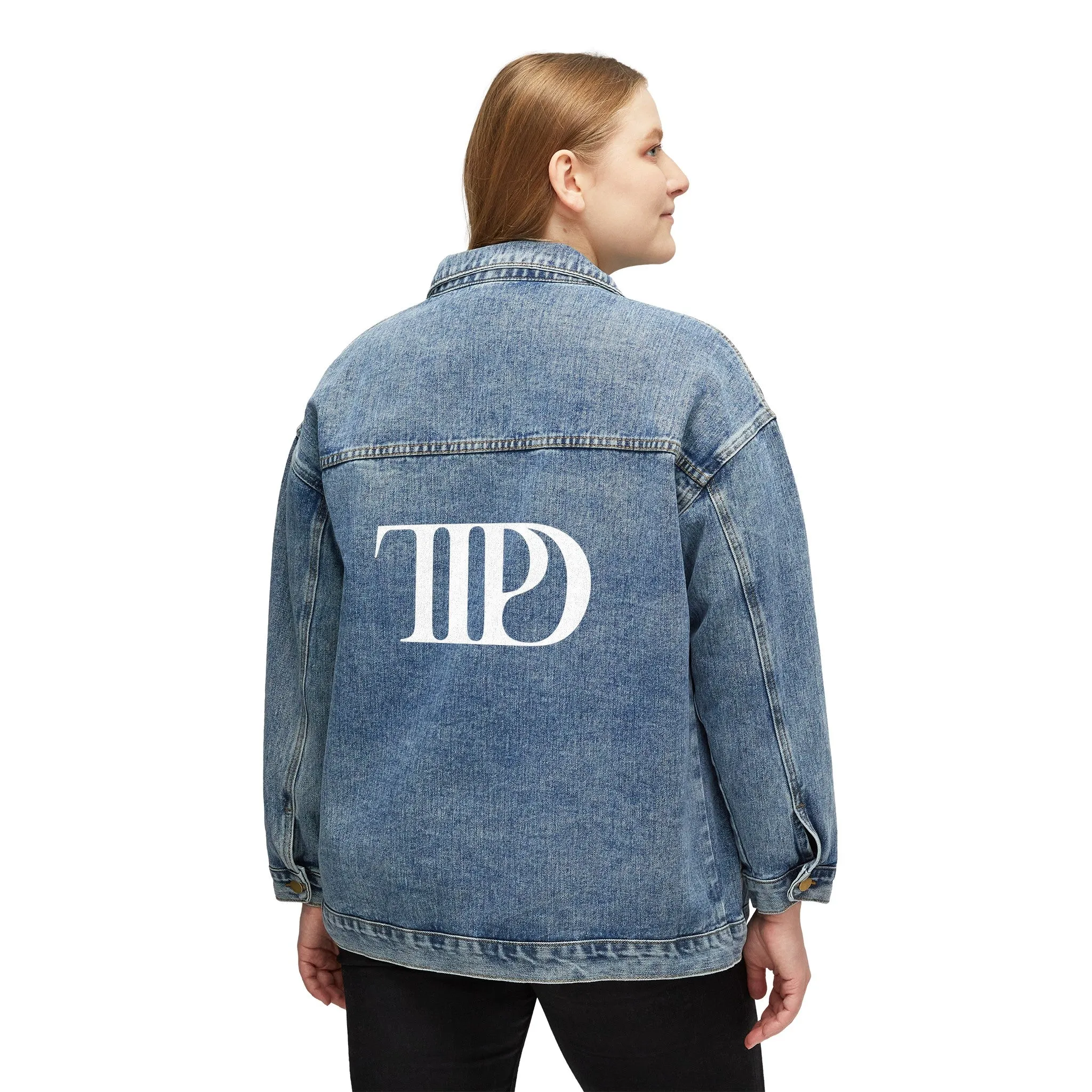 TTPD Denim Jacket (white logo) sold by Rose Blush Studio product image thumbnail 4