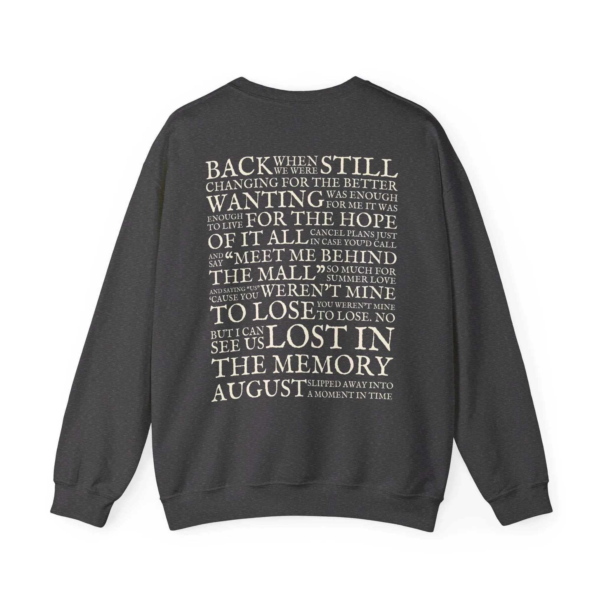 August Lyrics Crewneck Sweatshirt sold by Rose Blush Studio product image thumbnail 4