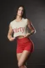 Signature Crop Top (Taupe/Red) sold by Dirty Candy Sportswear