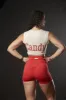 Signature Crop Top (Taupe/Red) sold by Dirty Candy Sportswear