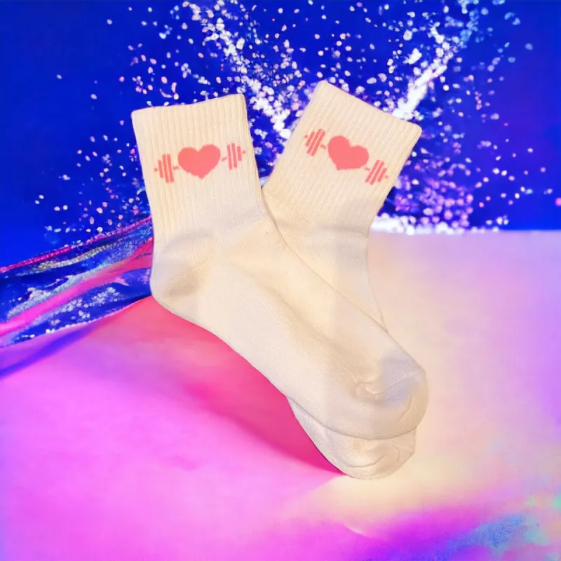 Performance Socks (White with Pink Logo) sold by Dirty Candy Sportswear