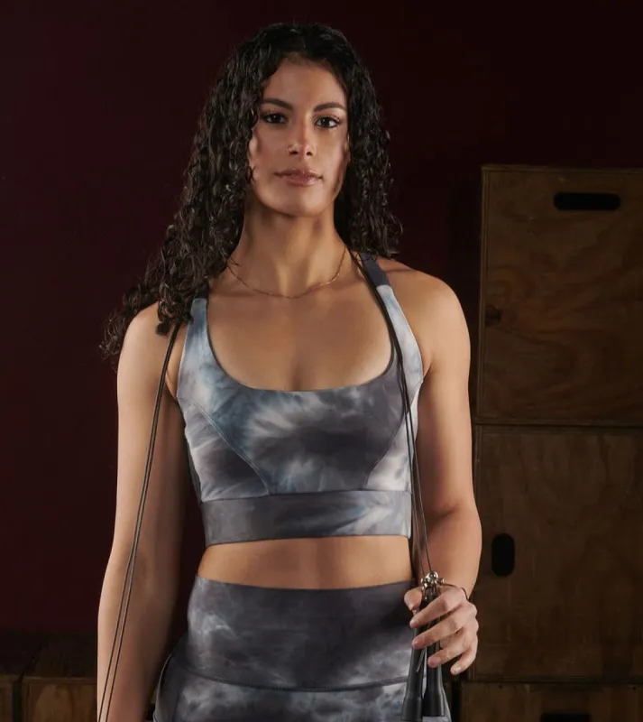 Elevate Sports Bra (Tie-Dye Grey/Blue) sold by Dirty Candy Sportswear