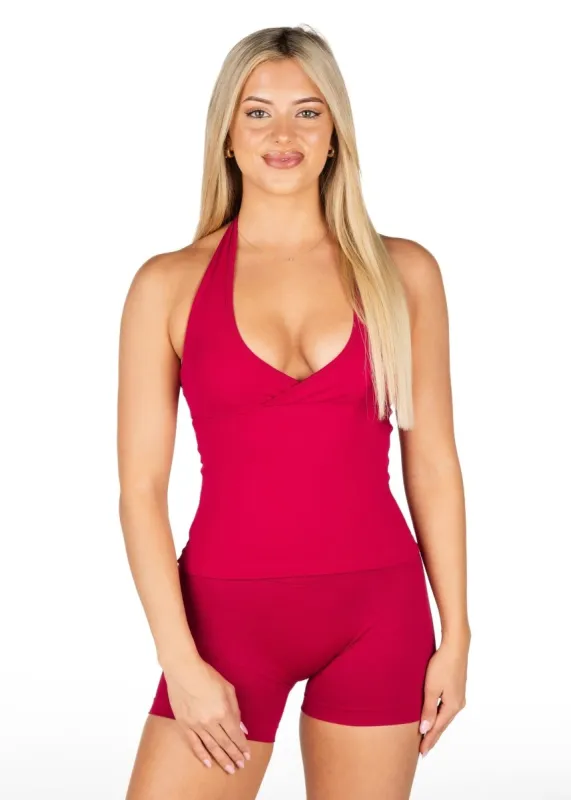 Dynamic Halter Seamless Singlet - Scarlett Ruby-Red sold by Kikiva