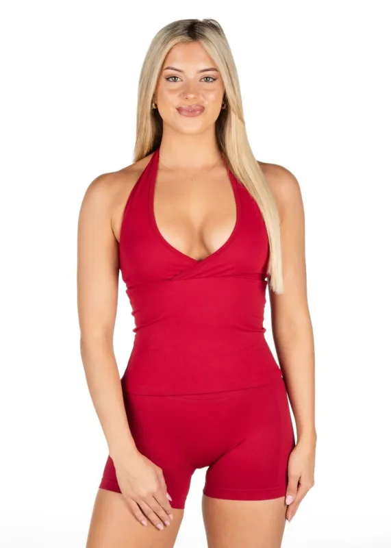 Dynamic Halter Seamless Singlet - Royal Red sold by Kikiva