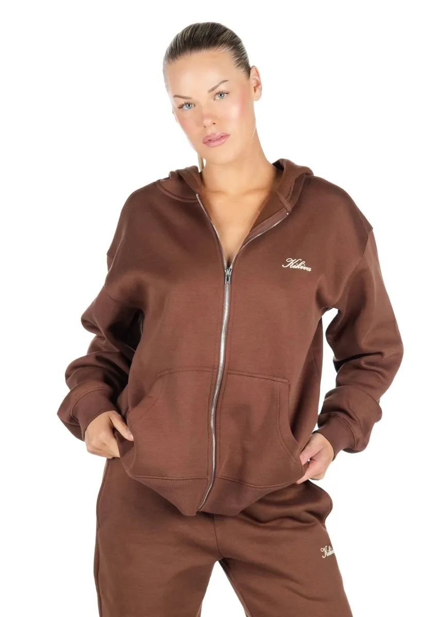 ‘Kikiva’ Lounge Zip Jacket - Mocha sold by Kikiva