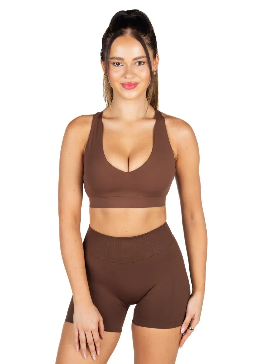 Dynamic 'Support' Crop - Mocha Brown sold by Kikiva