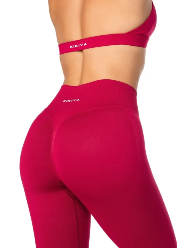 HIGH Dynamic Seamless Leggings - Scarlett Ruby-Red sold by Kikiva