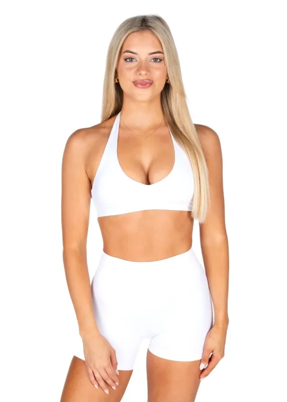 Dynamic Staple Halter Crop - Winter White sold by Kikiva