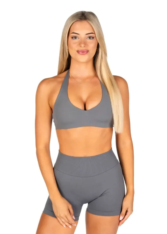 Dynamic Staple Halter Crop - Charcoal sold by Kikiva