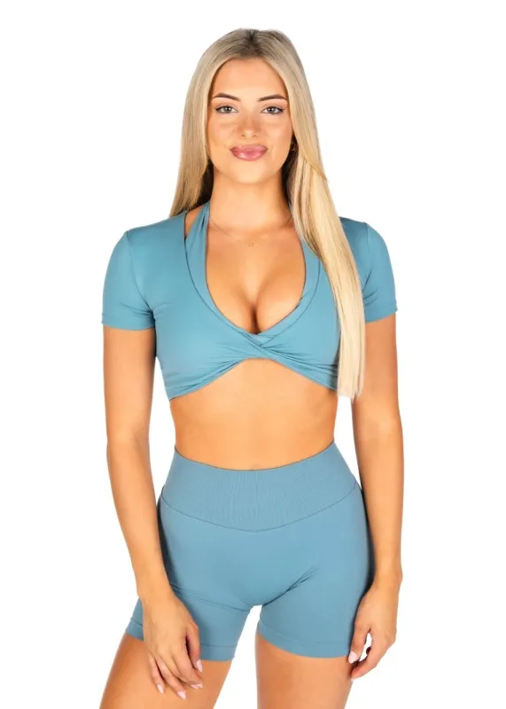 'Bella' Twist Tee - Teal sold by Kikiva