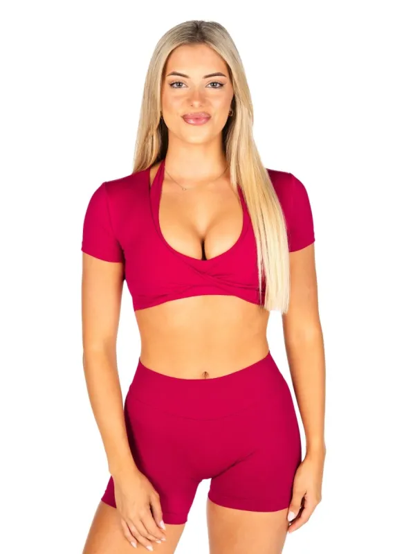 'Bella' Twist Tee - Scarlett Ruby-Red sold by Kikiva