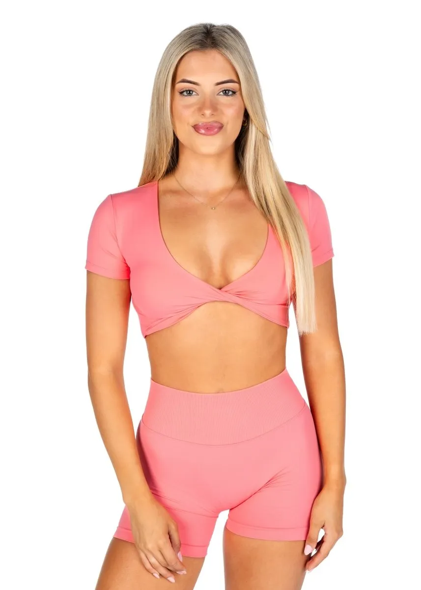 'Bella' Twist Tee - Blossom Pink sold by Kikiva