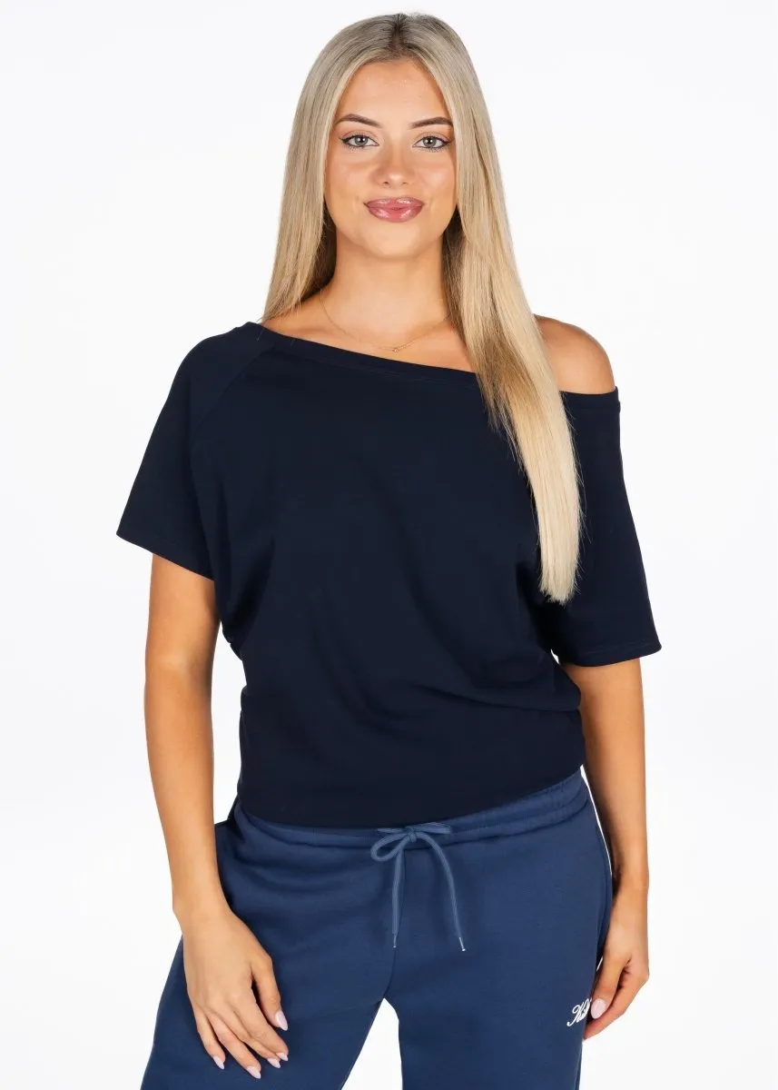 Off The Shoulder Tee - Navy sold by Kikiva