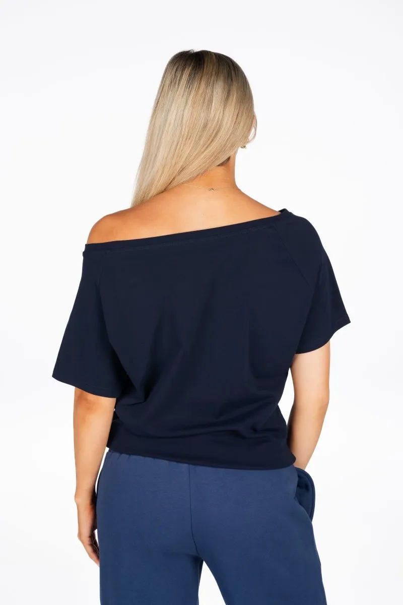 Off The Shoulder Tee - Navy sold by Kikiva product image thumbnail 3