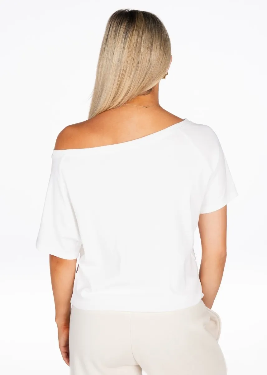 Off The Shoulder Tee - White sold by Kikiva product image thumbnail 3