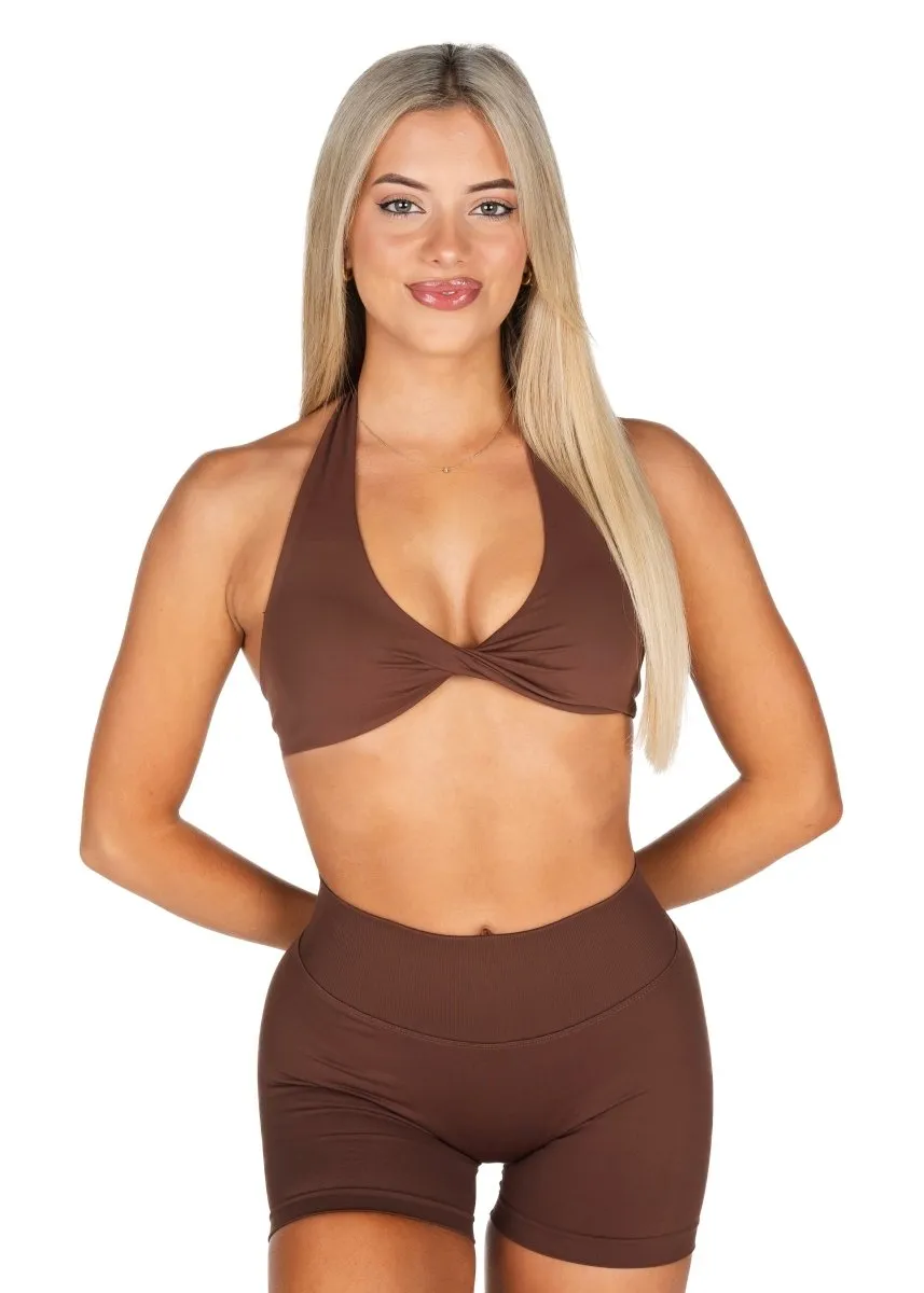 Dynamic Halter Twist Crop - Mocha Brown sold by Kikiva product image thumbnail 4