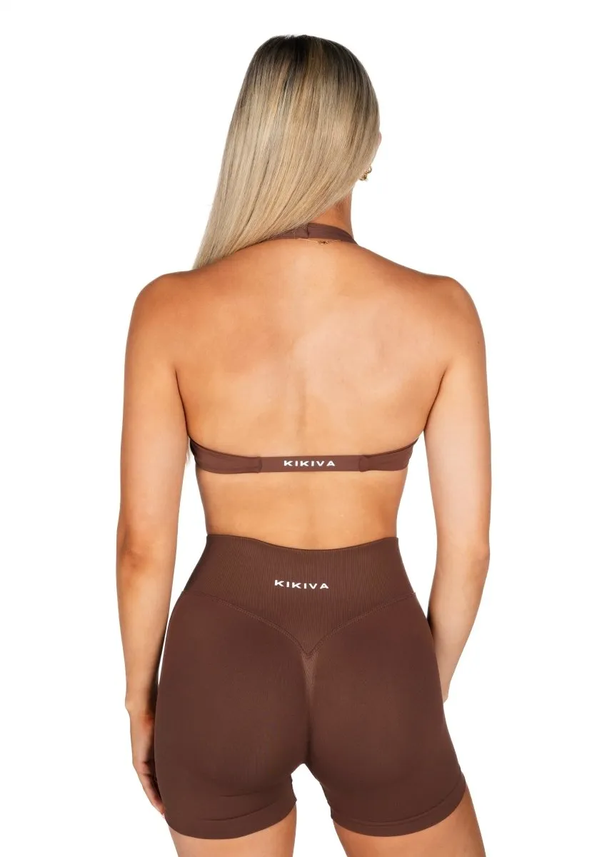 Dynamic Halter Twist Crop - Mocha Brown sold by Kikiva product image thumbnail 2