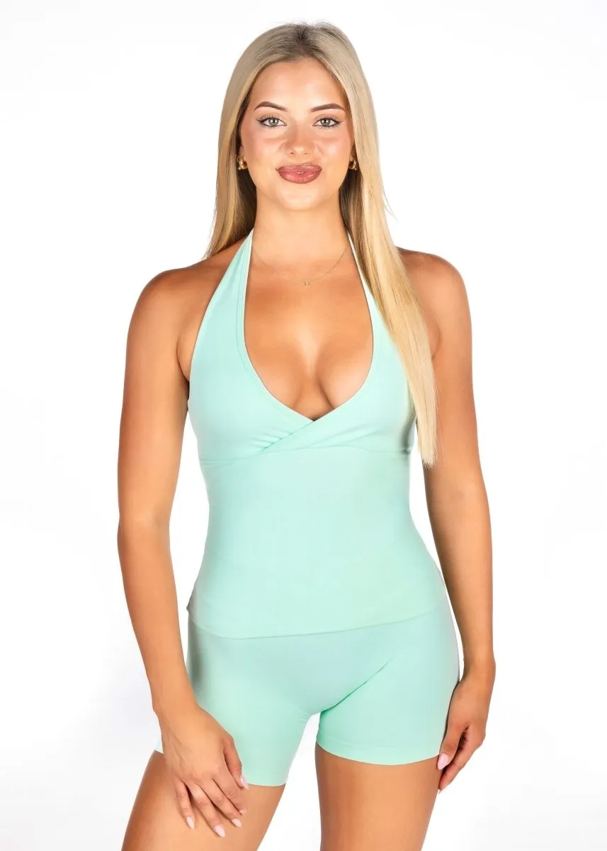 Dynamic Halter Seamless Singlet - Icey Sea sold by Kikiva