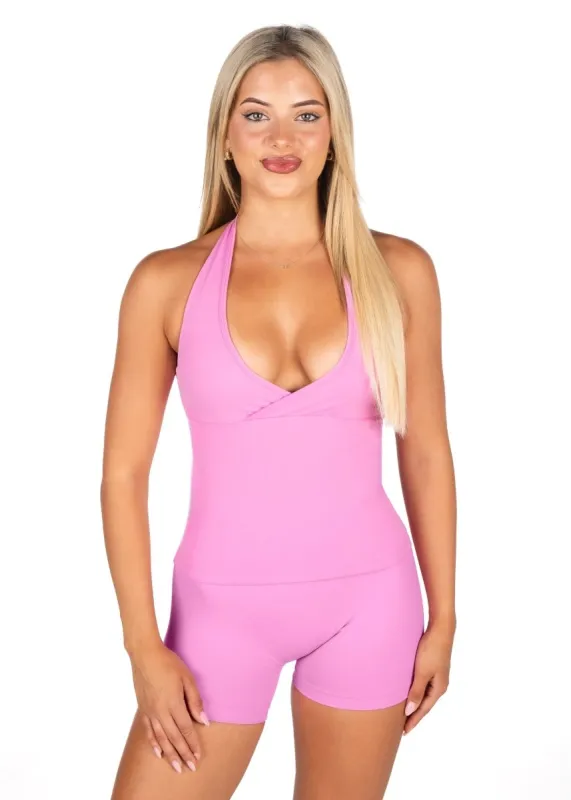 Dynamic Halter Seamless Singlet - Candy Pink sold by Kikiva