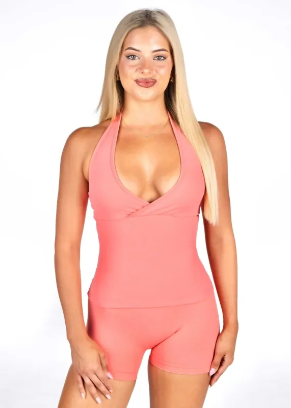 Dynamic Halter Seamless Singlet - Blossom Pink sold by Kikiva
