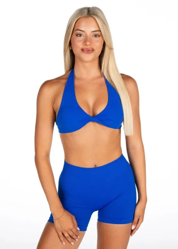Dynamic Halter Twist Crop - Royal Cobalt sold by Kikiva