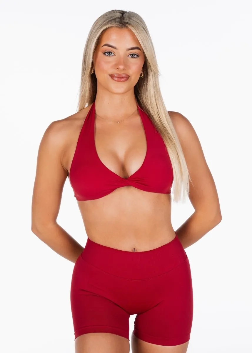 Dynamic Halter Twist Crop - Royal Red sold by Kikiva product image thumbnail 3