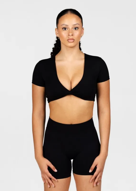 'Bella' Twist Tee - Black sold by Kikiva