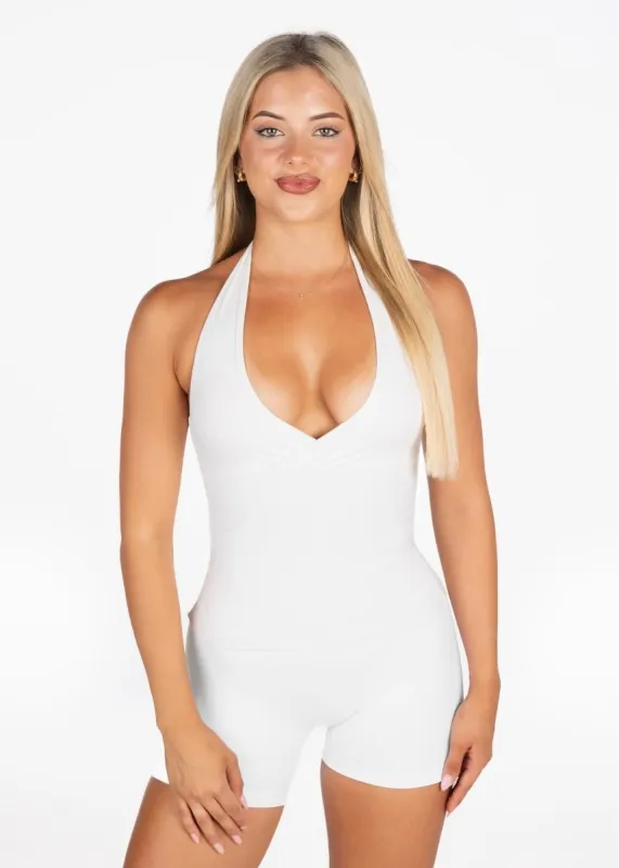 Dynamic Halter Seamless Singlet - White sold by Kikiva