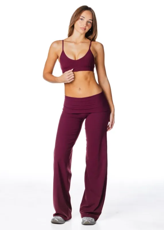 TALL Fold Over 'Flow' Flares - Burgundy made by Kikiva